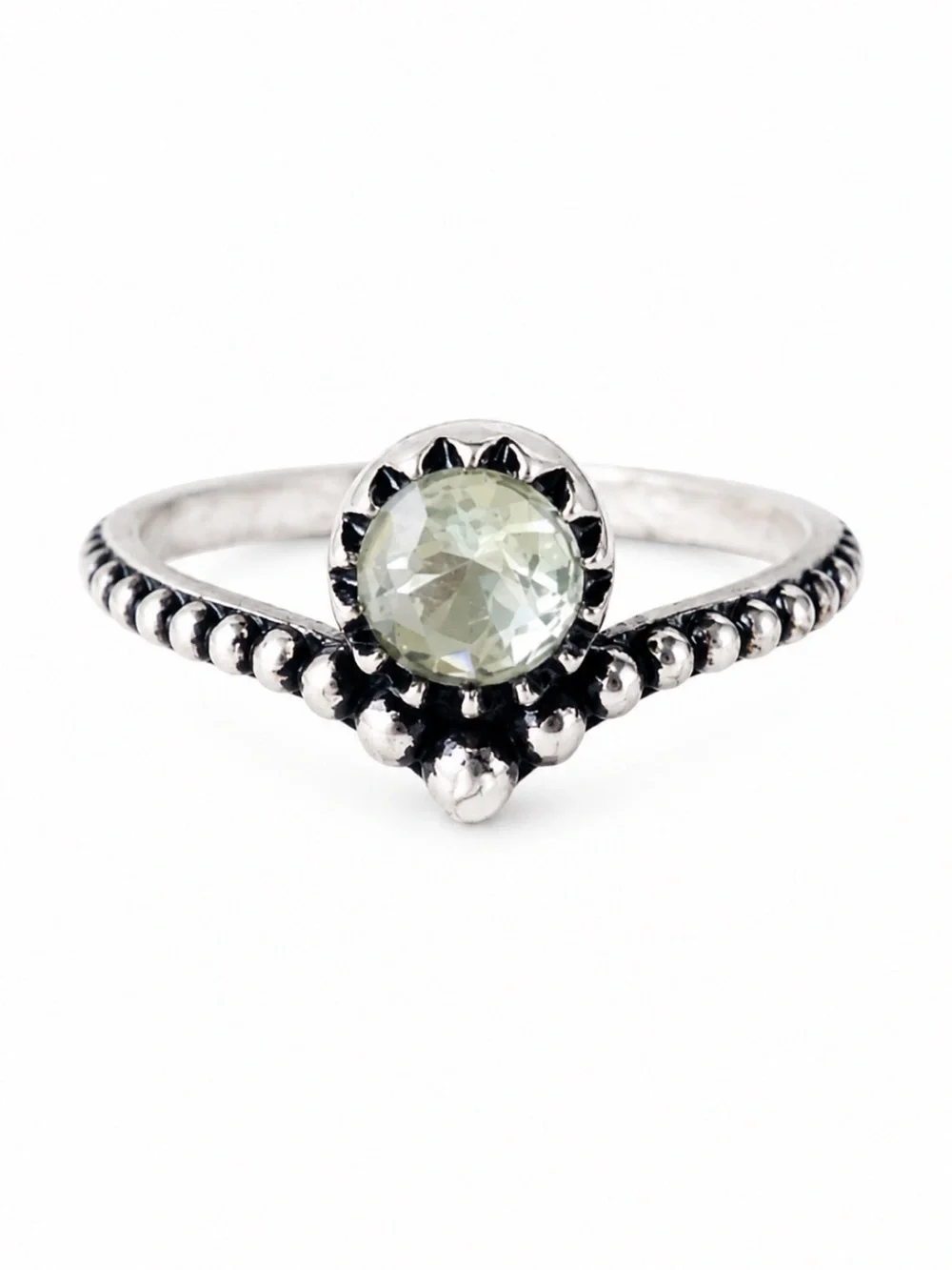 Silver Plated Blue Topaz Bohemian Ring
